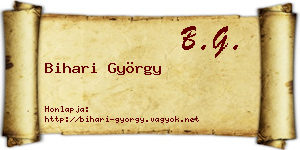 Bihari György névjegykártya